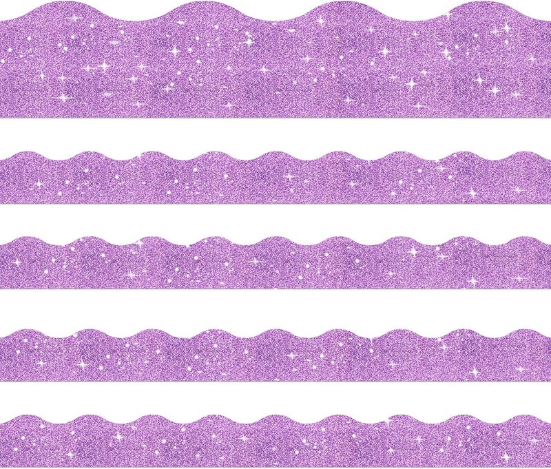 Aurtho 60FT Shine Scalloped Bulletin Board Border- Purple Bulletin Board Border, Shiny Purple Trim Decorative Roll for Classroom, School, Office, Home - Image 1